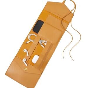 Glass Ladder & Co Katherine Tech Organizer Travel Roll Honey Vegan Leather